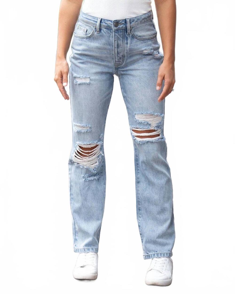 NEW GRACE AND LACE stretch mix 90's jeans in distressed light-wash